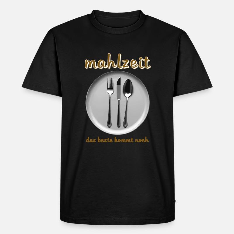 TELLER BESTECK MAHLZEIT - Männer Premium Bio T-Shirt - Schwarz