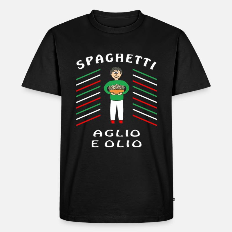 SPAGHETTI AGLIO E OLIO - Men's Premium Organic T-Shirt - black