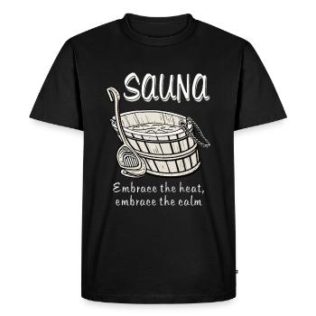 SAUNA Embrace the heat, embrace the calm - Men's Premium Organic T-Shirt - black - Front - Nico (187cm)