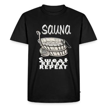 SAUNA SWEAT RELAX RÉPÉTER - T-shirt Premium bio Homme - noir - Devant - Nico (187cm)
