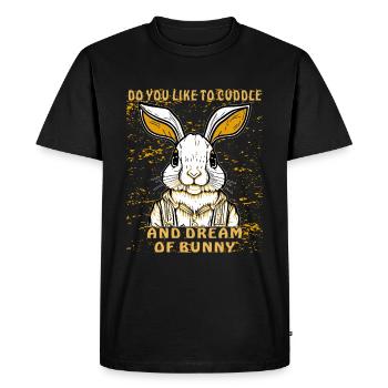CÂLIN DE LAPIN ET RÊVE DE LAPIN - T-shirt Premium bio Homme - noir - Devant - Nico (187cm)