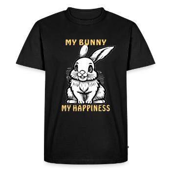 HASE MON LAPIN MON BONHEUR - T-shirt Premium bio Homme - noir - Devant - Nico (187cm)