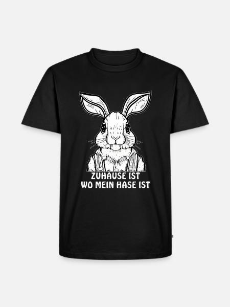 HASE ZUHAUSE IST - Männer Premium Bio T-Shirt - Schwarz