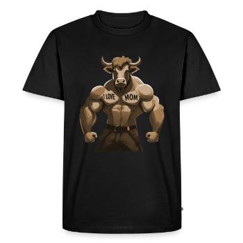 TAUREAU TAUREAU J’AIME MAMAN - T-shirt Premium bio Homme - noir - Devant - Nico (187cm)
