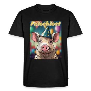 BÊTE DE CÉLÉBRATION DE COCHON - T-shirt Premium bio Homme - noir - Devant - Nico (187cm)