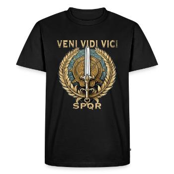 ROMA VENI VIDI VICI - Men's Premium Organic T-Shirt - black - Front - Nico (187cm)