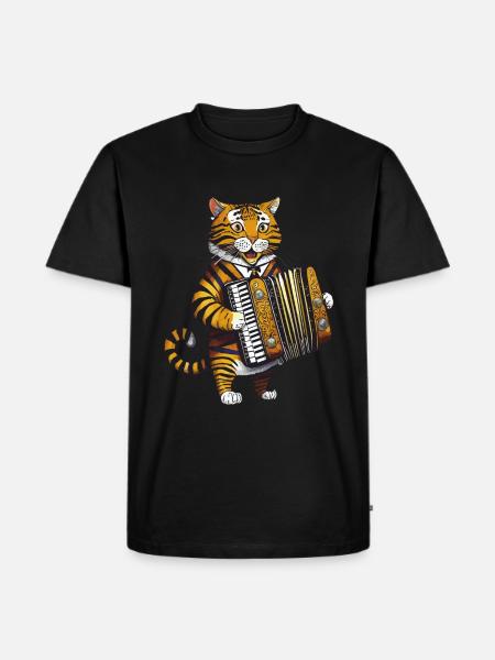CAT ACCORDION - Men's Premium Organic T-Shirt - black