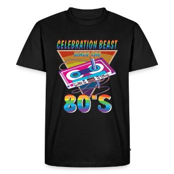 CASSETTE CELEBRATION BEAST 80S - Men's Premium Organic T-Shirt - black - Front - Nico (187cm)