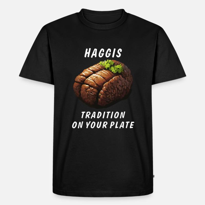 HAGGIS TRADITION ON YOUR PLATTE - Männer Premium Bio T-Shirt - Schwarz