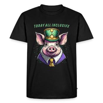 COCHON AUJOURD’HUI TOUT COMPRIS - T-shirt Premium bio Homme - noir - Devant - Nico (187cm)