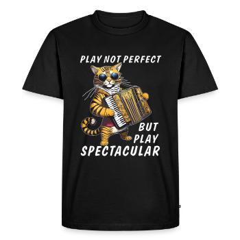 JEU D’ACCORDÉON CHAT PAS PARFAIT MAIS JEU SPEC - T-shirt Premium bio Homme - noir - Devant - Nico (187cm)