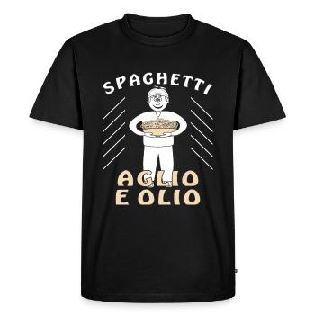 SPAGHETTI AGLIO E OLIO - T-shirt Premium bio Homme - noir - Devant - Nico (187cm)