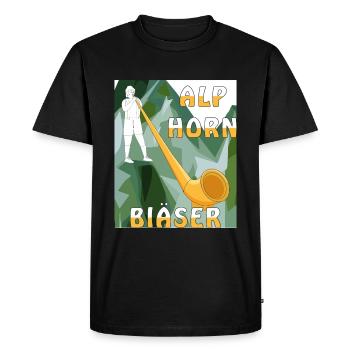 ALPHORN BLÄSER - Männer Premium Bio T-Shirt - Schwarz - Vorne - Nico (187cm)