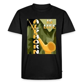 LE COR DES Alpes, c’est la vie - T-shirt Premium bio Homme - noir - Devant - Nico (187cm)