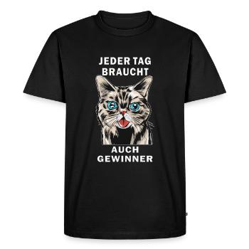 CAT : CHAQUE JOUR A BESOIN DE GAGNANTS - T-shirt Premium bio Homme - noir - Devant - Nico (187cm)