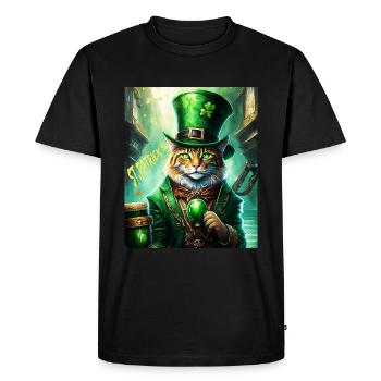 FÊTE DE LA SAINT-PATRICK CHAT BIÈRE TRÈFLE TRÈFLE - T-shirt Premium bio Homme - noir - Devant - Nico (187cm)
