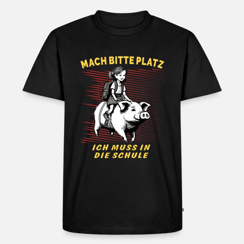 SCHWEIN KIND MÄDCHEN SCHULE - Männer Premium Bio T-Shirt - Schwarz