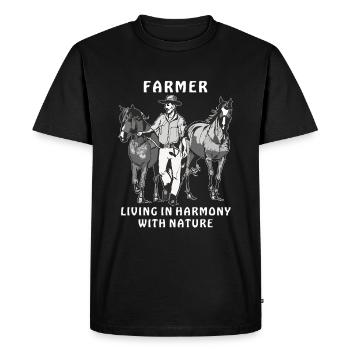 AGRICULTEUR VIVANT EN HARMONIE AVEC LA NATURE - T-shirt Premium bio Homme - noir - Devant - Nico (187cm)