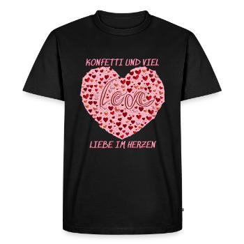 DES CONFETTIS ET BEAUCOUP D’AMOUR DANS LE CŒUR - T-shirt Premium bio Homme - noir - Devant - Nico (187cm)