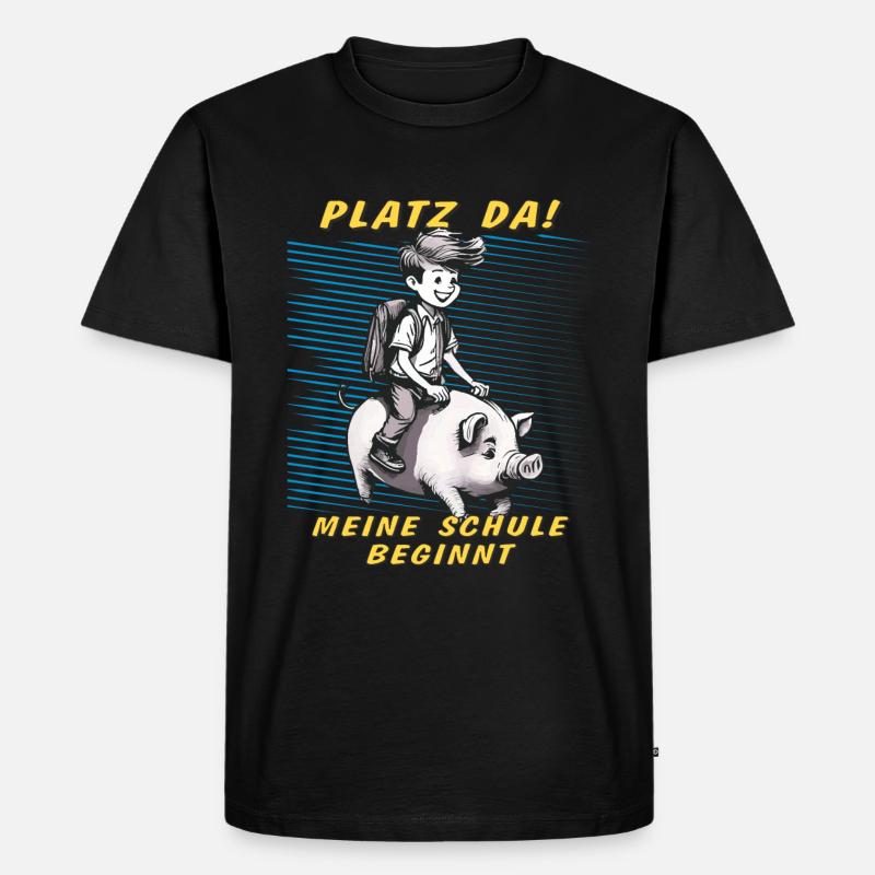 SCHWEIN KIND JUNGE SCHULE BEGINNT - Männer Premium Bio T-Shirt - Schwarz