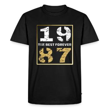 THE BEST FOREVER 1987 - Men's Premium Organic T-Shirt - black - Front - Nico (187cm)