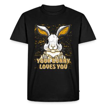HASE TON LAPIN T’AIME - T-shirt Premium bio Homme - noir - Devant - Nico (187cm)