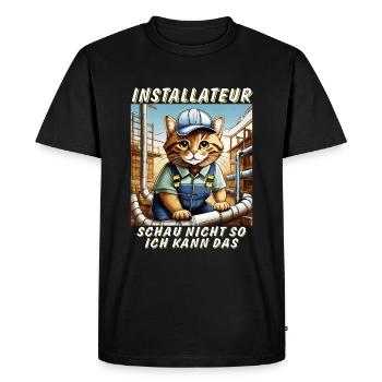 CAT INSTALLER - Men's Premium Organic T-Shirt - black - Front - Nico (187cm)