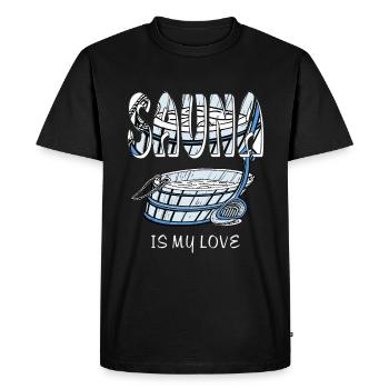 SAUNA IS MY LOVE - Men's Premium Organic T-Shirt - black - Front - Nico (187cm)