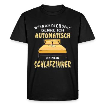 BED AUTOMATICALLY THINK OF BEDROOM - Men's Premium Organic T-Shirt - black - Front - Nico (187cm)