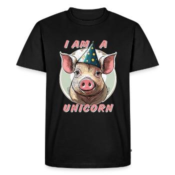 Pig Carnival I AM A UNICORN - Men's Premium Organic T-Shirt - black - Front - Nico (187cm)