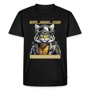 VESTE EN CUIR DE CHAT TOUJOURS À MOTO - T-shirt Premium bio Homme - noir - Devant - Nico (187cm)