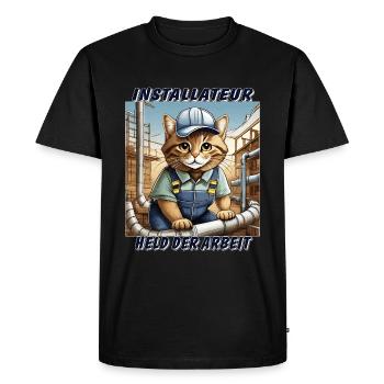 CAT INSTALLER - Men's Premium Organic T-Shirt - black - Front - Nico (187cm)