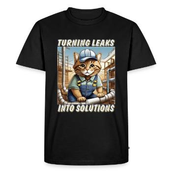 CAT INSTALLER les fuites en solution - T-shirt Premium bio Homme - noir - Devant - Nico (187cm)