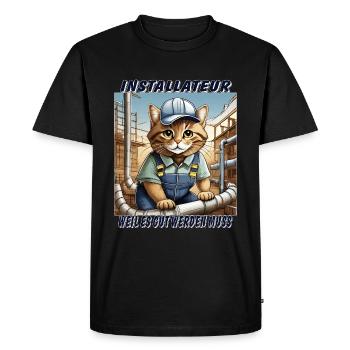CAT INSTALLER - Men's Premium Organic T-Shirt - black - Front - Nico (187cm)