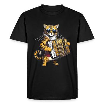 ACCORDÉON CHAT - T-shirt Premium bio Homme - noir - Devant - Nico (187cm)