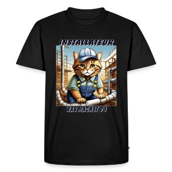 CAT INSTALLER - Men's Premium Organic T-Shirt - black - Front - Nico (187cm)