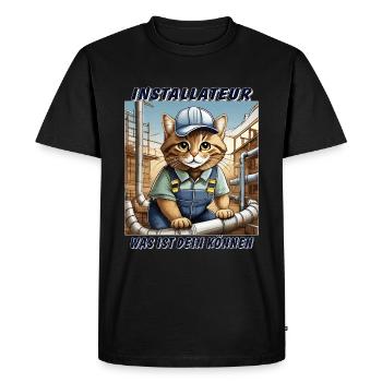 CAT INSTALLER - Men's Premium Organic T-Shirt - black - Front - Nico (187cm)