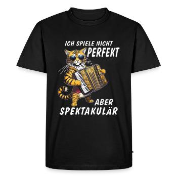 ACCORDÉON CHAT JOUANT PAS PARFAIT MAIS SPECK - T-shirt Premium bio Homme - noir - Devant - Nico (187cm)