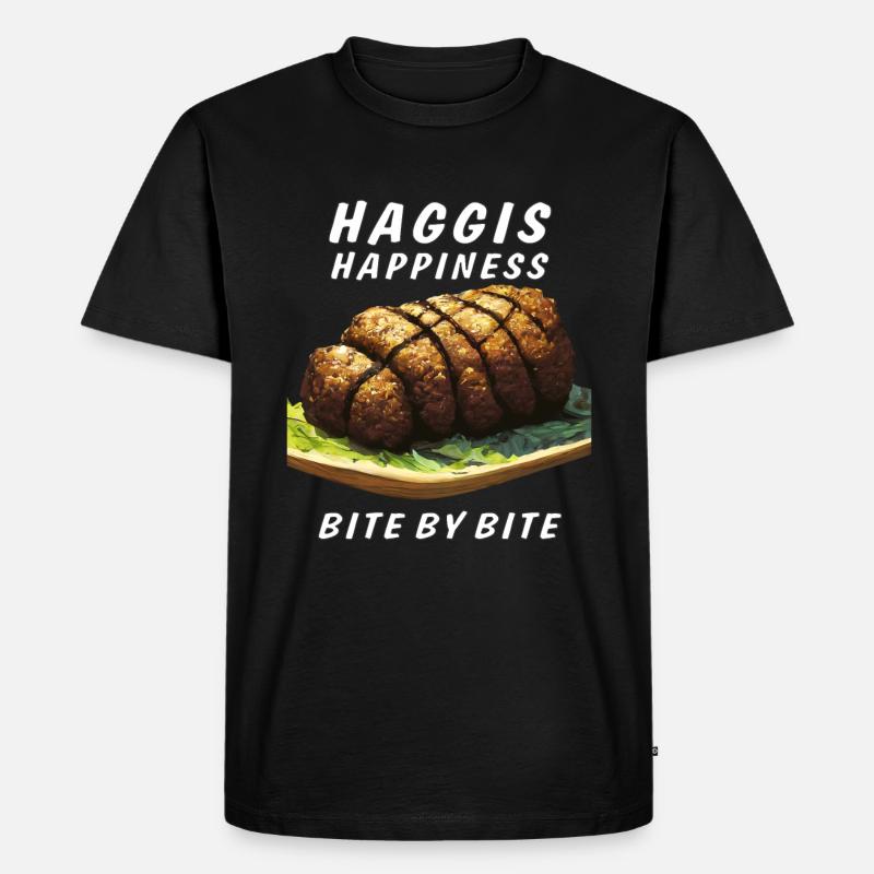HAGGIS HAPPINESS BITE BY BITE - Männer Premium Bio T-Shirt - Schwarz