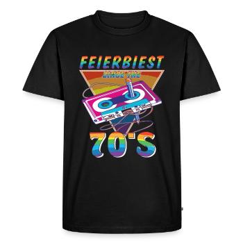 CASSETTE PARTY BEAST 70S - Men's Premium Organic T-Shirt - black - Front - Nico (187cm)