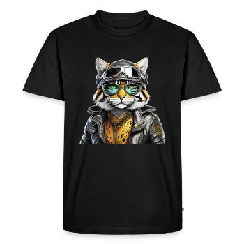 LUNETTES DE VESTE EN CUIR DE CHAT - T-shirt Premium bio Homme - noir - Devant - Nico (187cm)
