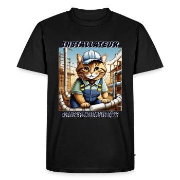 CAT INSTALLER - Men's Premium Organic T-Shirt - black - Front - Nico (187cm)
