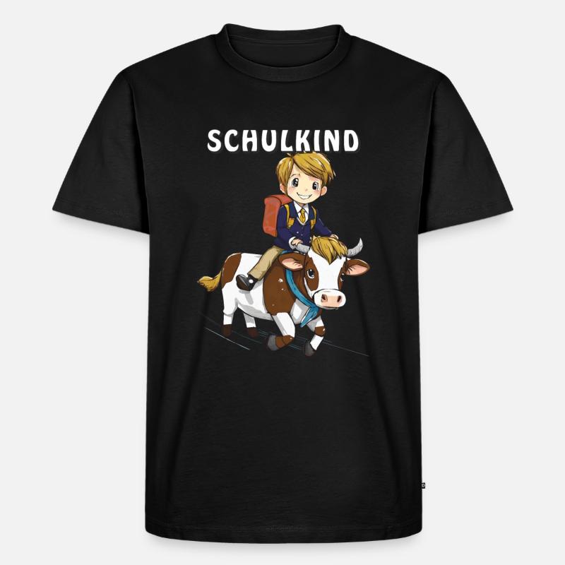 SCHULKIND KUH - Männer Premium Bio T-Shirt - Schwarz