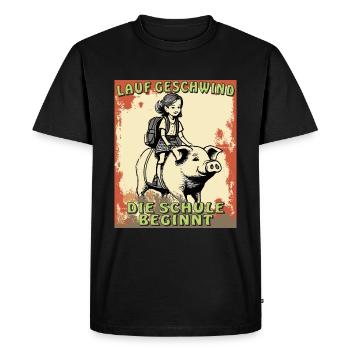 PIG GIRL SCHOOL STARTS - Men's Premium Organic T-Shirt - black - Front - Nico (187cm)