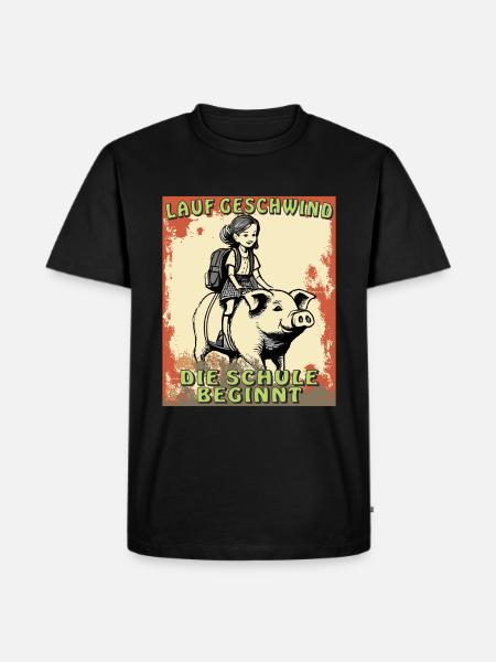 SCHWEIN MÄDCHEN SCHULE BEGINNT - Männer Premium Bio T-Shirt - Schwarz