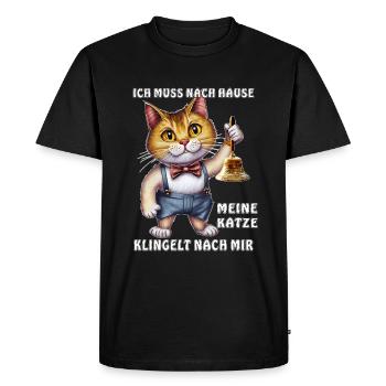 MY CAT RINGS THE BELL - Men's Premium Organic T-Shirt - black - Front - Nico (187cm)