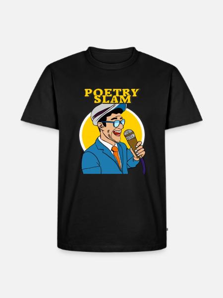 MAN MICROPHONE POETRY SLAM - Men's Premium Organic T-Shirt - black