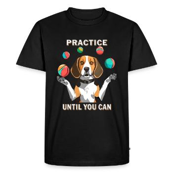 BEAGLE JONGLE AVEC L’ENTRAÎNEMENT JUSQU’À CE QUE VOUS LE PUISSIEZ - T-shirt Premium bio Homme - noir - Devant - Nico (187cm)