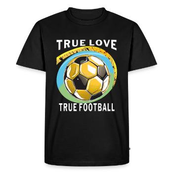 TRUE LOVE TRUE FOOTBALL - Men's Premium Organic T-Shirt - black - Front - Nico (187cm)