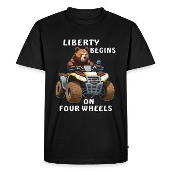 LE QUAD BEAR LIBERTY COMMENCE SUR QUATRE ROUES - T-shirt Premium bio Homme - noir - Devant - Nico (187cm)